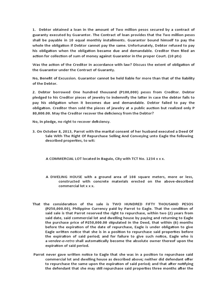 Right of Excussion in Guaranty Contracts | PDF | Mortgage Law | Foreclosure