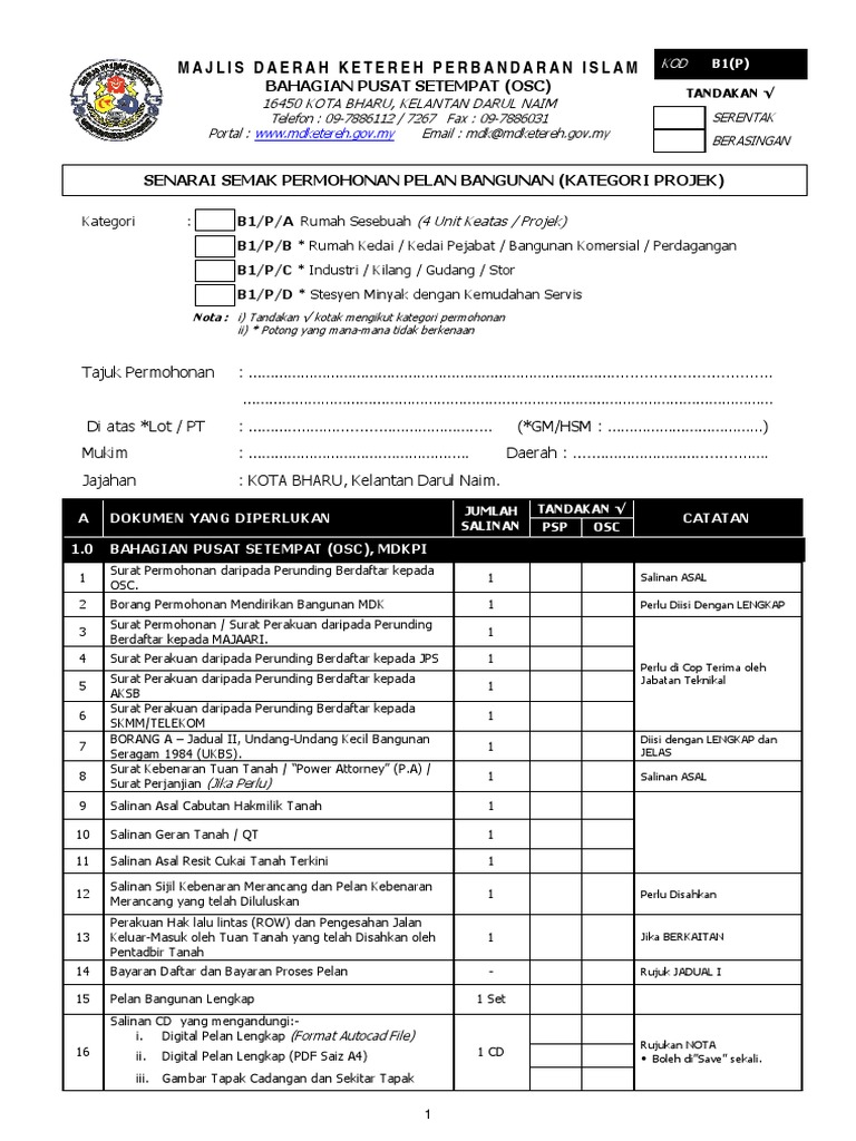 Senarai Semak Pelan Bangunan Projek Pdf