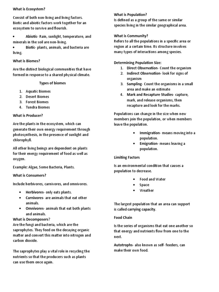 Ecosystem Structure and Function Overview | PDF | Food Web ...