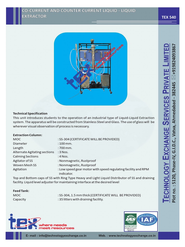 Counter Current Liquid-Liquid Extractor | PDF | Pump | Equipment