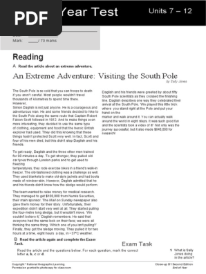 B1 Editable End Of Year Test South Pole Test Assessment