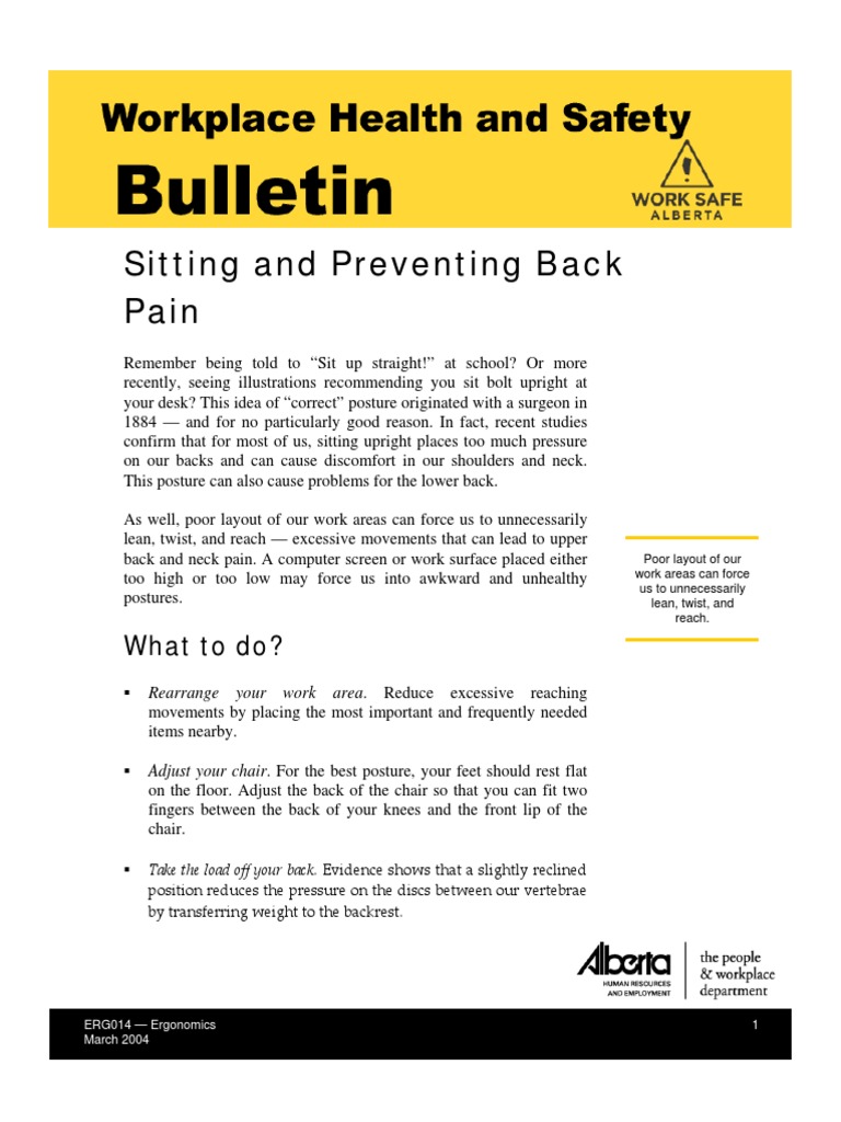 Ergonomic Tips to Prevent Back Pain | PDF | Chair