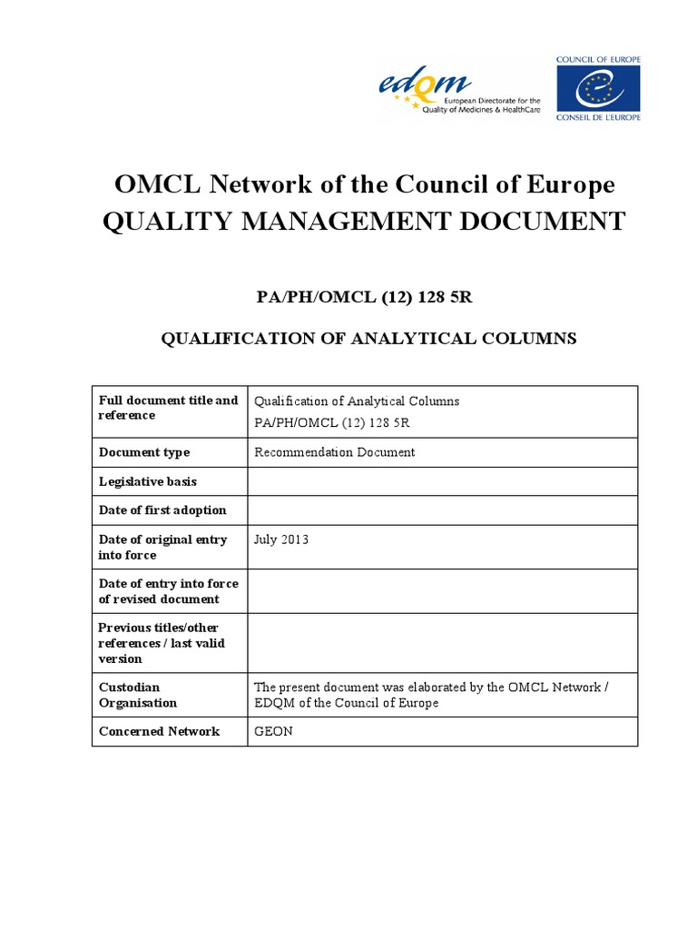 Qualification of Analytical Columns Paphomcl 12 128 5r Download Free PDF Chromatography