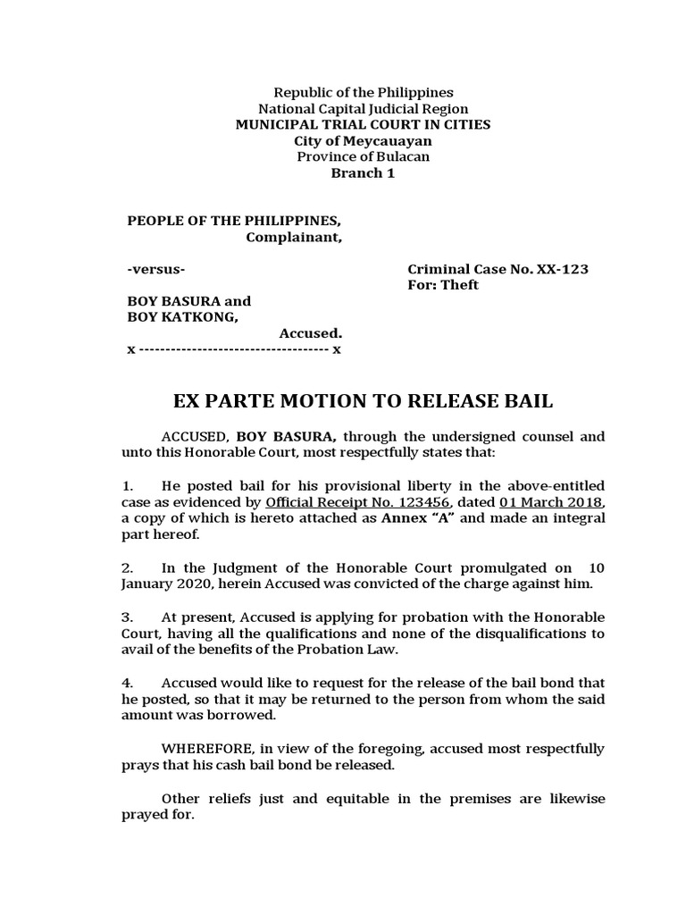 ex-parte-motion-to-release-bail-sample-bail-courts
