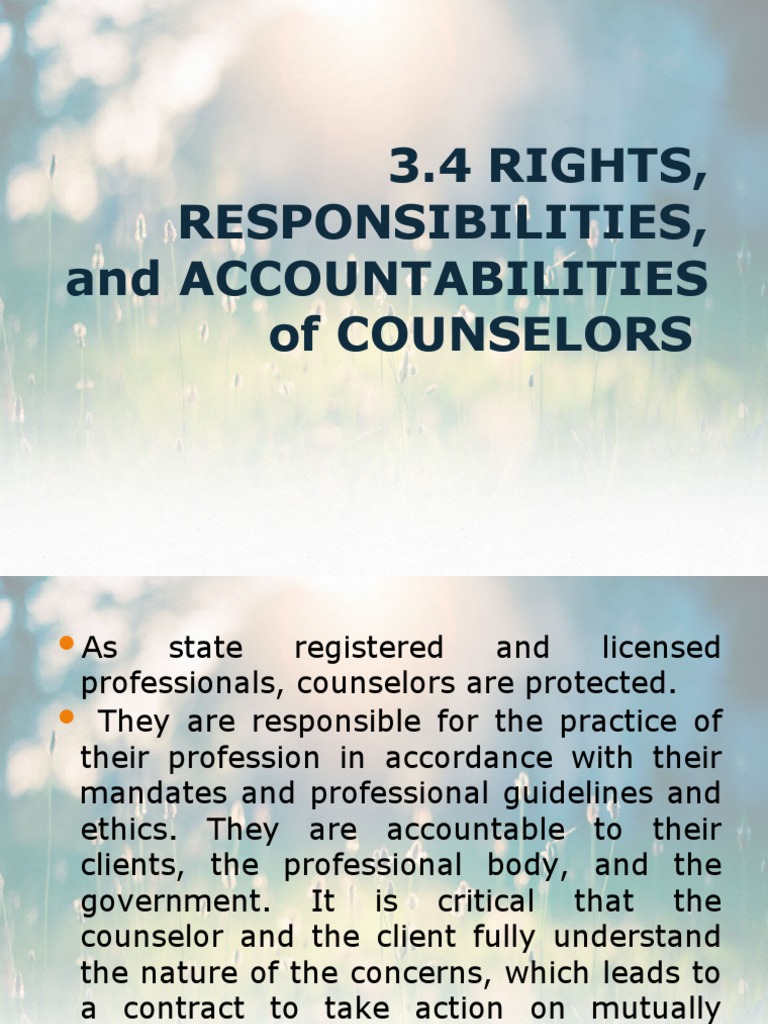 Counselor Rights and Responsibilities | PDF | School Counselor | Dignity