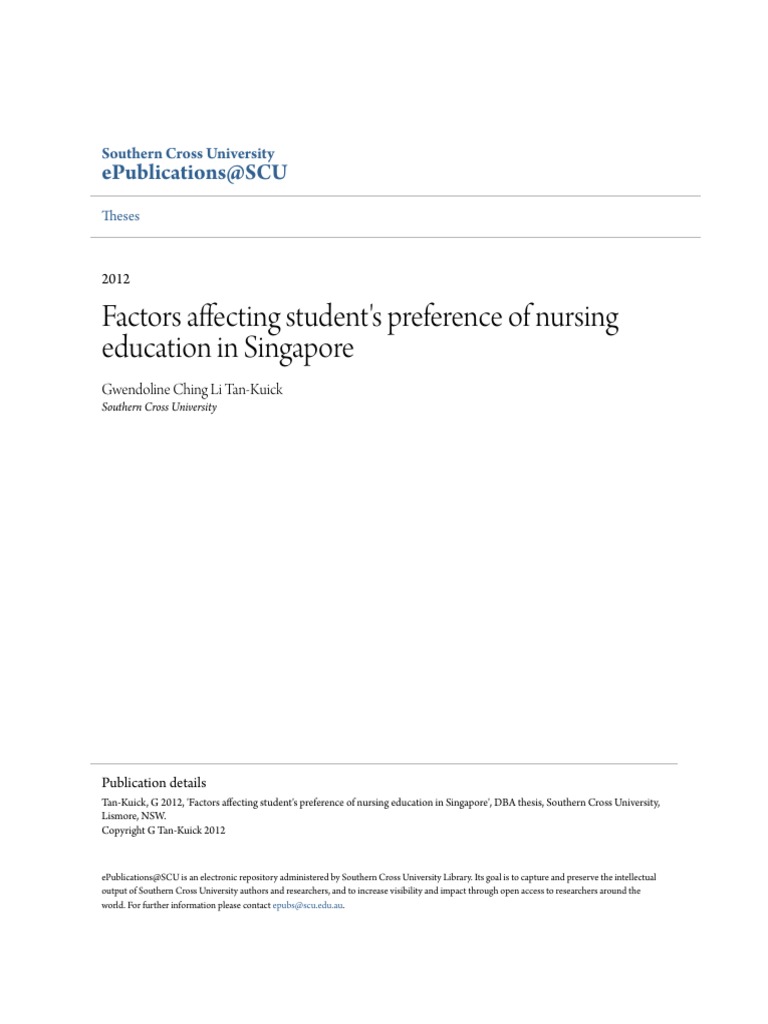Factors Affecting Students Preference of Nursing Education in Si | PDF ...