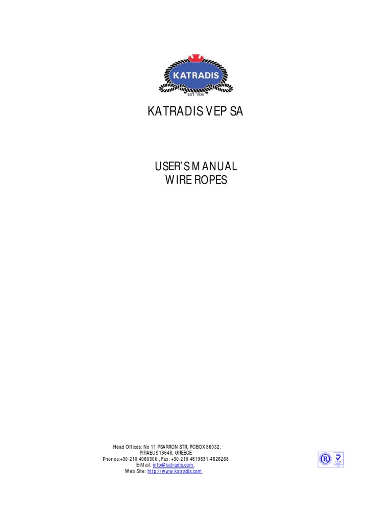 Manual KATRADIS VEP WIRE ROPE USERS MANUAL PDF Rope Wire
