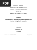 Linear Programming Technique As A Decision Making Tool in Companies