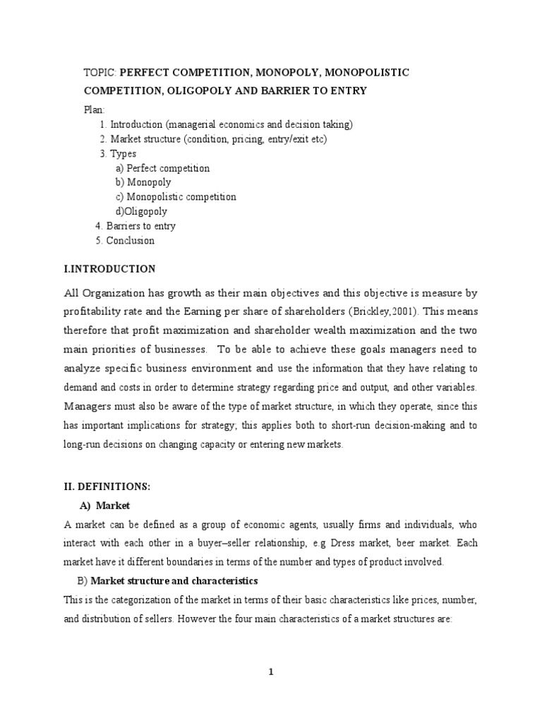 Market Structures: Competition Types Explained | PDF | Oligopoly | Monopoly