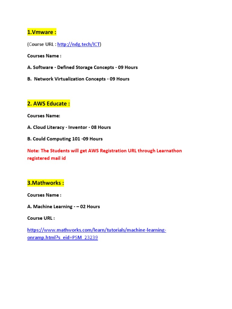 Learnathon Course Offerings Overview | PDF | Amazon Web Services ...