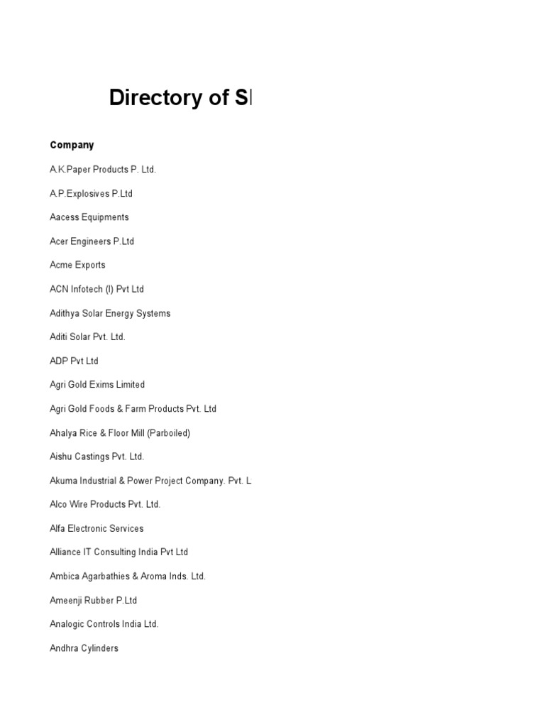 Directory Of Smes In India 2012 Edition Xls Engineering Technology Engineering