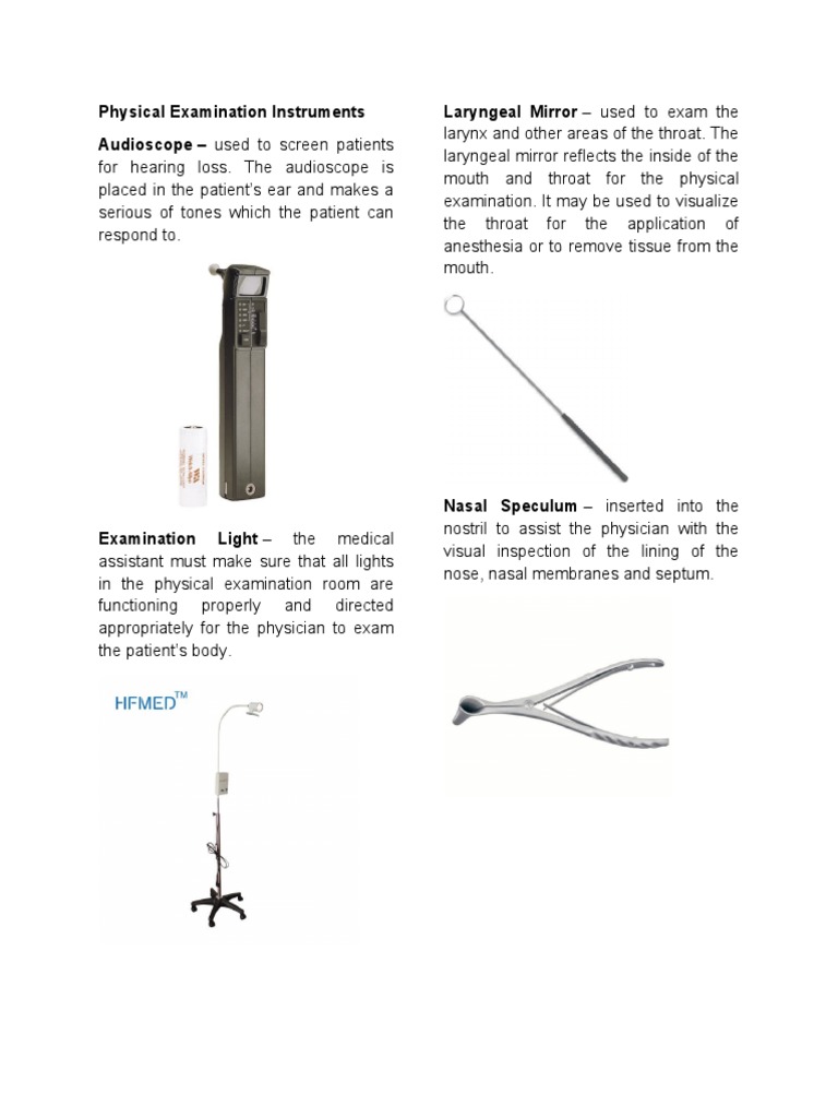 Physical Examination Instruments Audioscope Used To Screen Patients