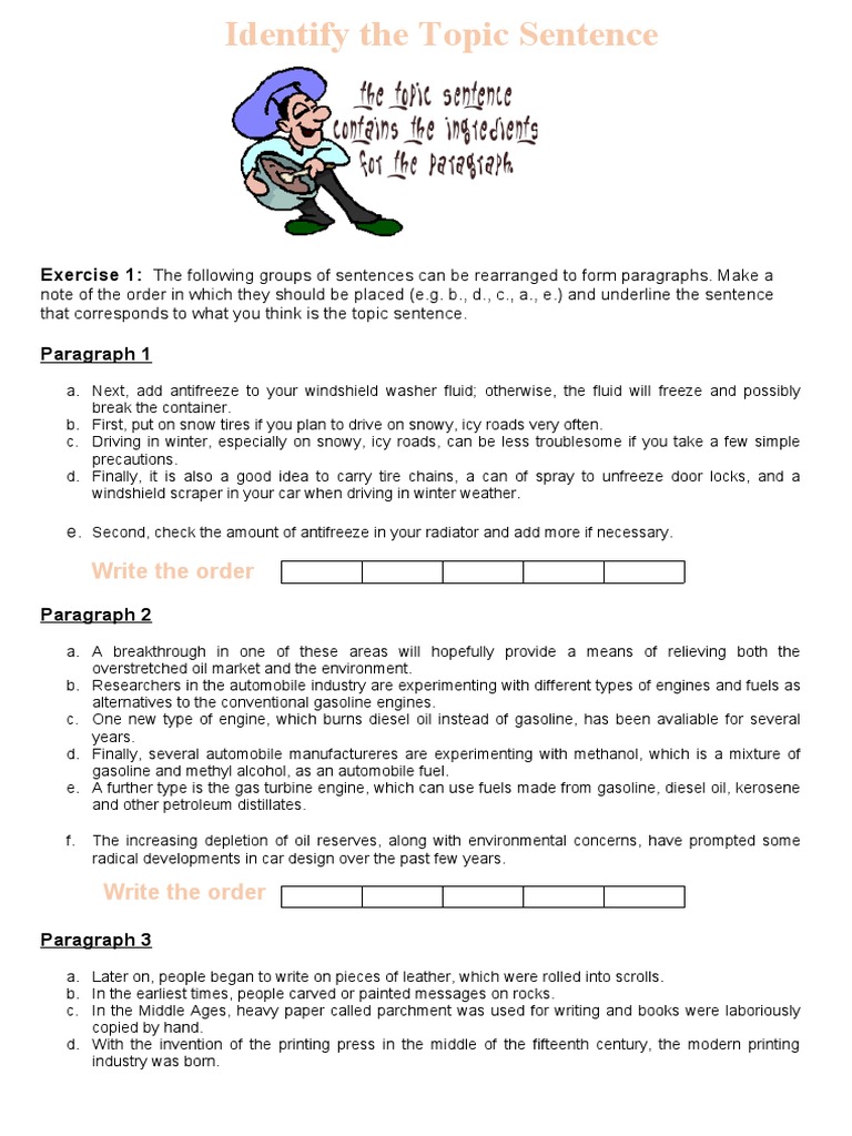 Topic Sentence Identify PDF Gasoline Diesel Fuel