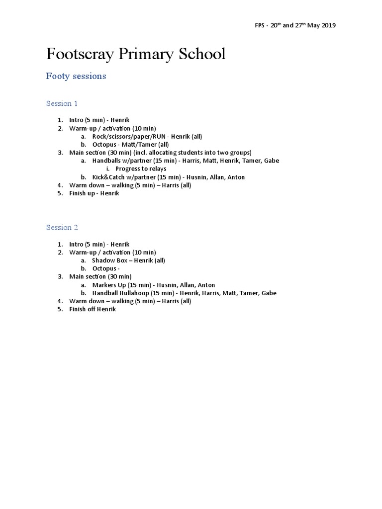 FPS Footy Program - v2 | PDF