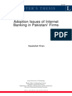 Adoption Issues of Internet Banking in Pakistani' Firms: Master'S Thesis