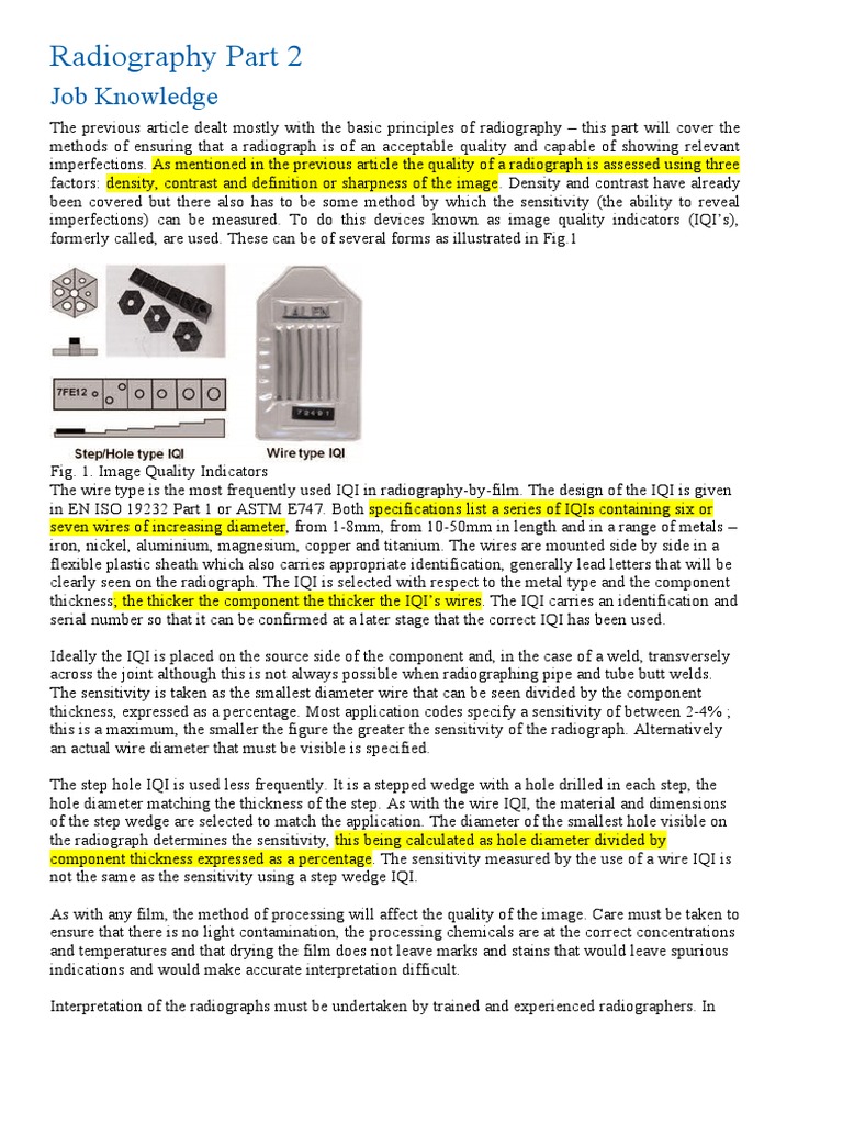 Radiography Part 2 Job Knowledge PDF Radiography Pipe (Fluid
