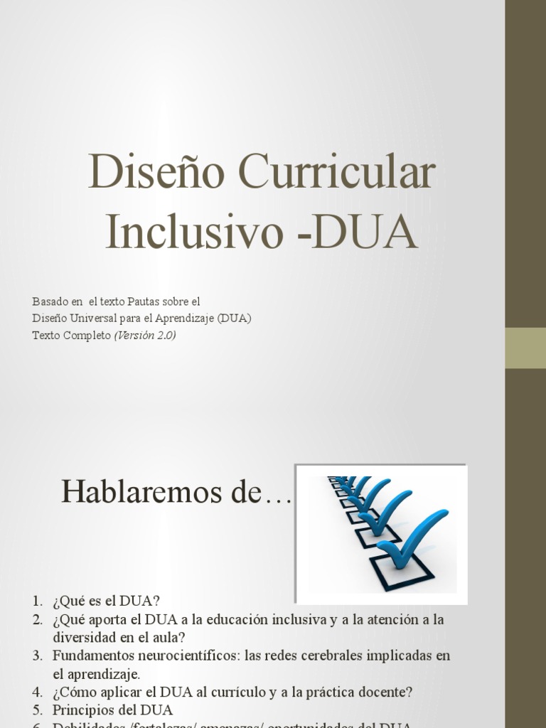 Diseño Curricular Inclusivo: DUA y Neurociencia | PDF | Plan de ...