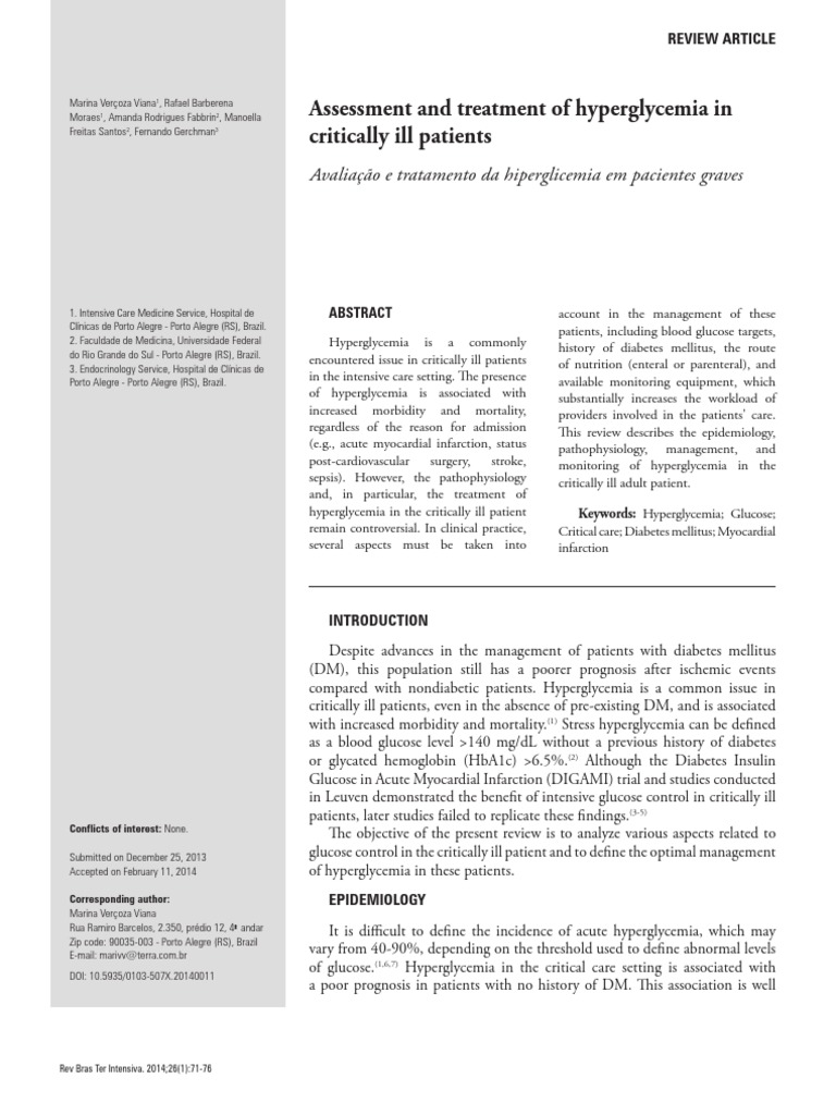 Assessment and Treatment of Hyperglycemia in PDF | PDF | Hyperglycemia ...