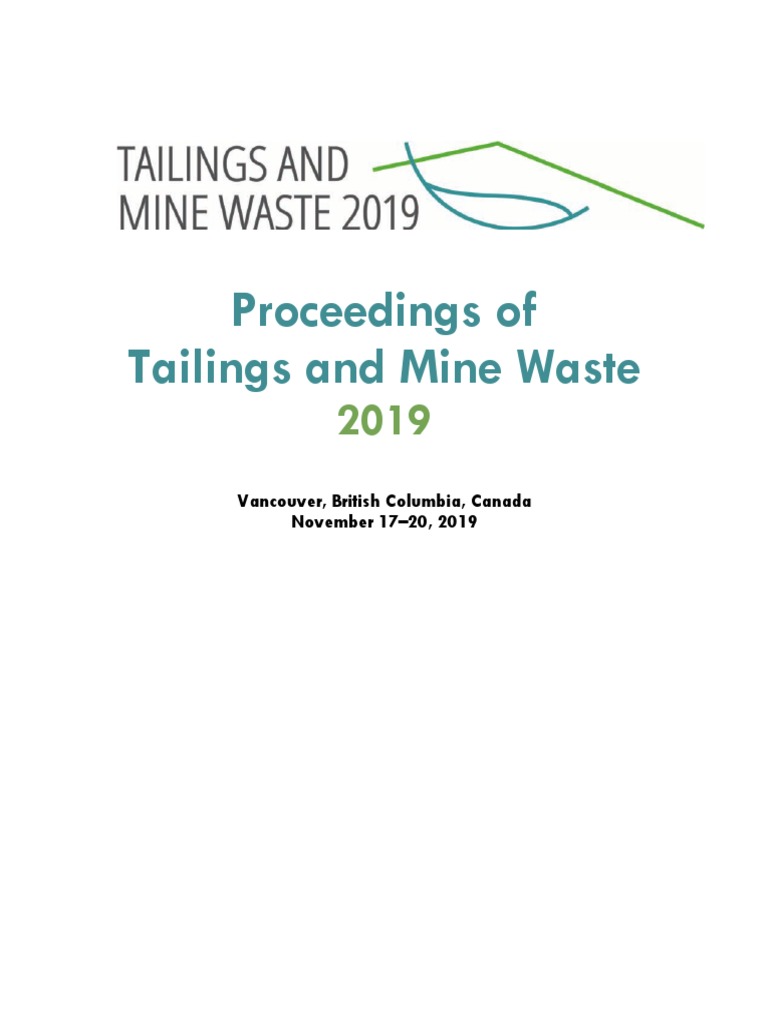 Proceedings Of Tailings And Mine Waste 2019 Pdf Dam Mining