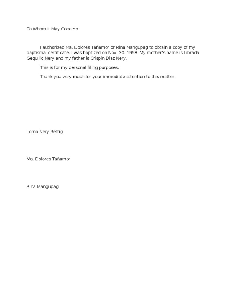 Authorization Letter