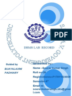 Dbms Lab Record: Bijayalaxmi Padhiary