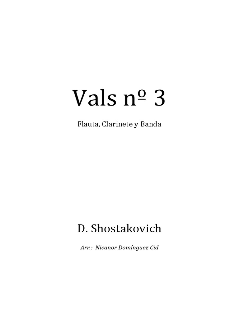 Shostakovich - Vals Nº 3 - Flauta, Clarinete & Banda PDF | PDF