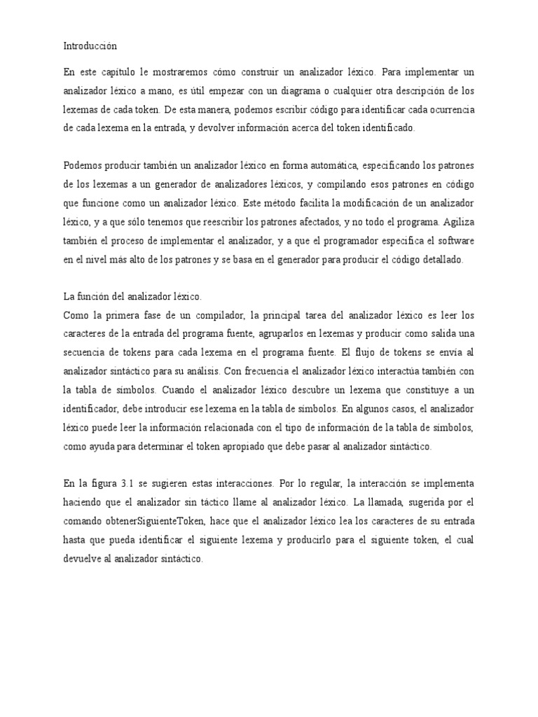 Resumen Capitulo 3 | PDF | Compilador | Analizando
