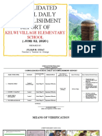 Consolidated School Daily Accomplishment Report Of: Kelwi Village Elementary School