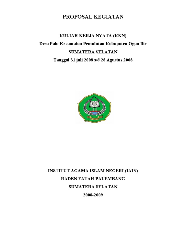 Proposal Kegiatan KKN IAIN Raden Fatah | PDF