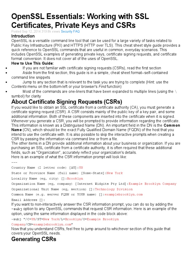Openssl Essentials: Working With SSL Certificates, Private Keys and ...