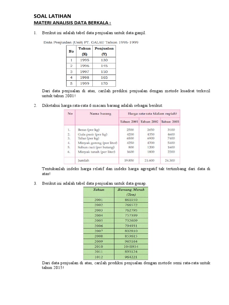 Latihan ANALISIS DATA BERKALA Dan ANGKA INDEKS PDF