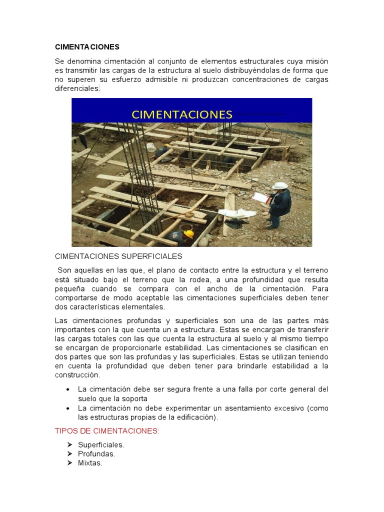 Tipos de Cimentaciones: Superficiales y Profundas | PDF | Fundación ...