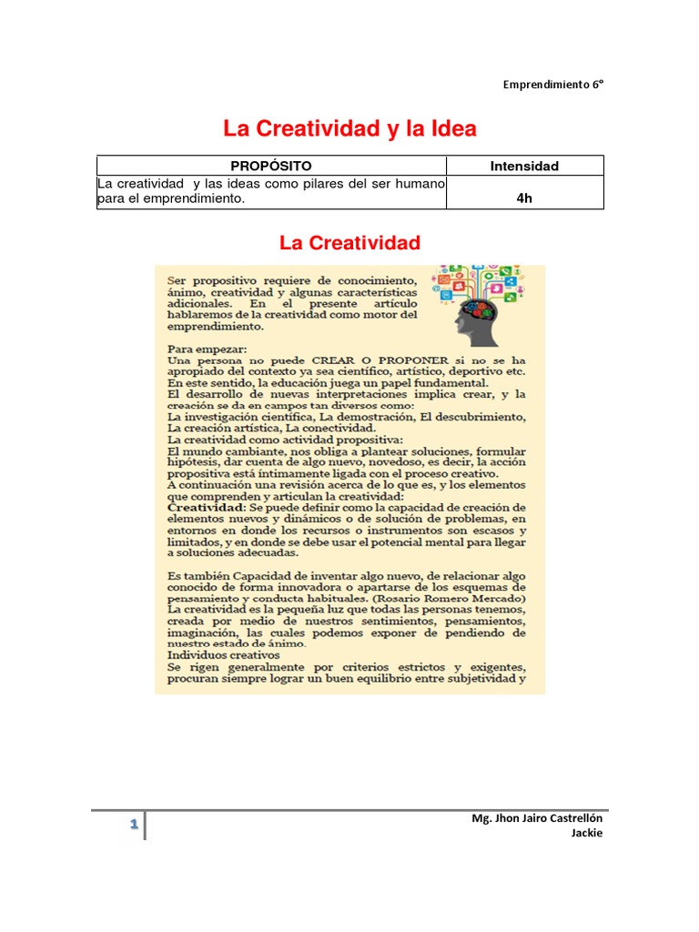 Creatividad e Ideas en Emprendimiento | PDF | Ciencia y matemáticas