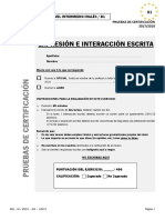 Expresión E Interacción Escrita: Nivel Intermedio Inglés / B1
