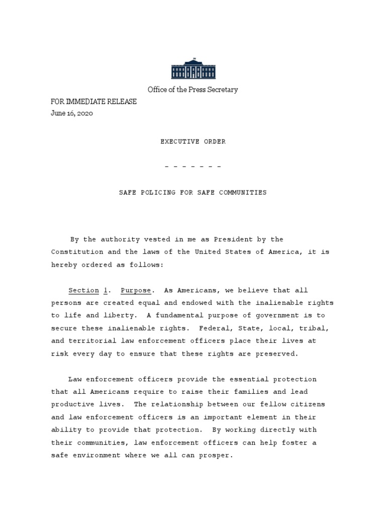 Executive Order On Safe Policing For Safe Communities | PDF | Mental ...