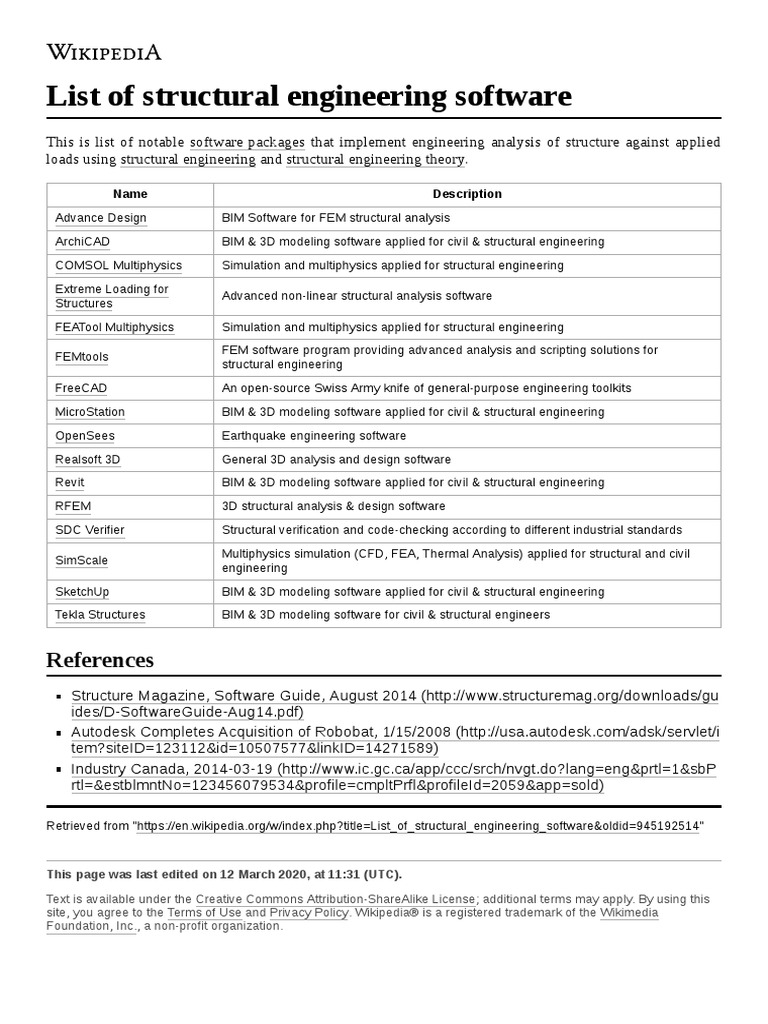 List of Structural Engineering Software PDF Building Information