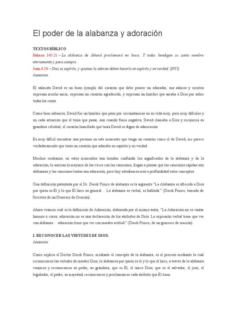 Poder de la Alabanza y Adoración | PDF | Salmos | eucaristía