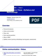 Introductory Class - Syllabus And: Methodology