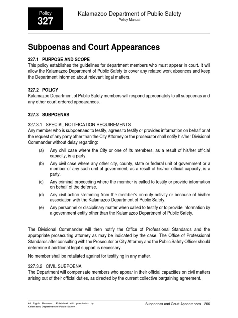 Subpoena and Court Appearances PDF PDF Subpoena Prosecutor
