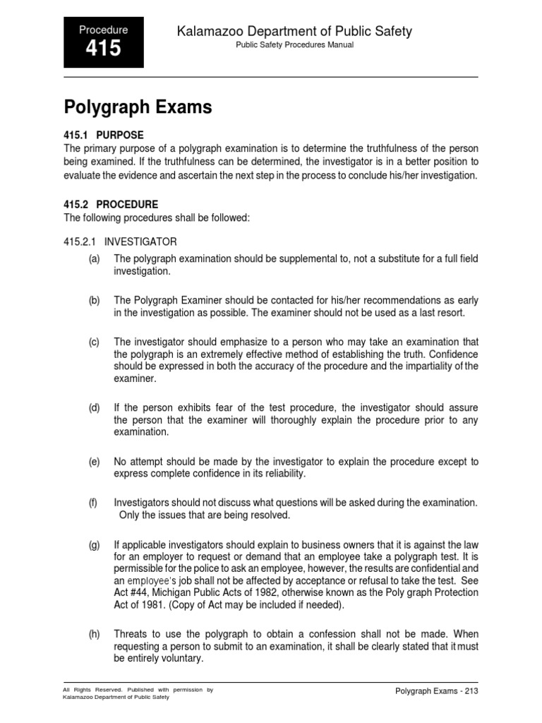 Polygraph Exams: Kalamazoo Department of Public Safety | PDF ...