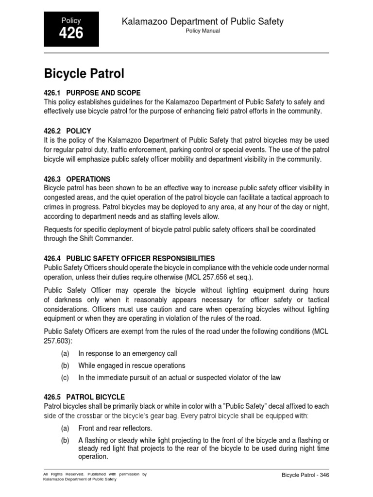 Bicycle Patrol PDF PDF Traffic Transport