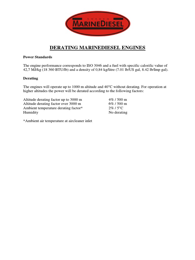 Derating Marinediesel Engines Power Standards PDF