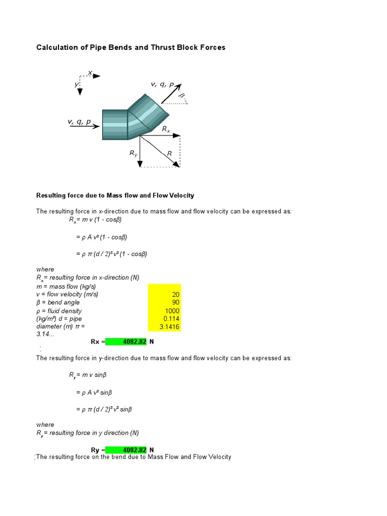 Pipe Bending and Thrust Force Calculations | PDF | Civil Engineering ...