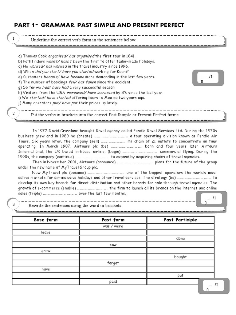 Past Simple vs Present Perfect Guide | PDF | Linguistic Typology ...