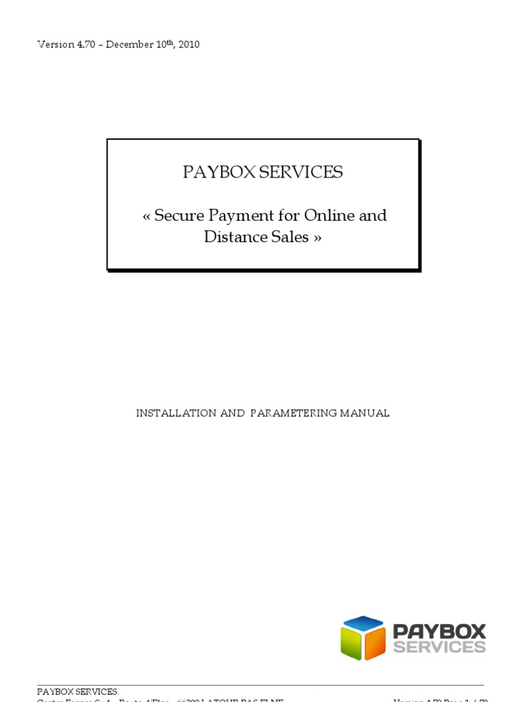 Paybox Services Installation Manual | PDF | Operating System | Web Server