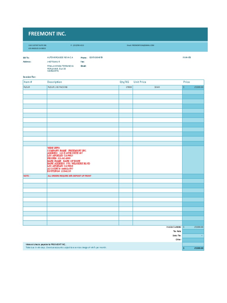 Freemont Inc.: Item # Description Qty/KG Unit Price Price | PDF ...