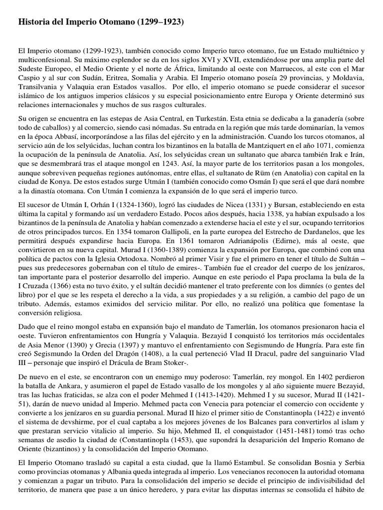 Historia Del Imperio Otomano PDF | Descargar gratis PDF | Política del ...