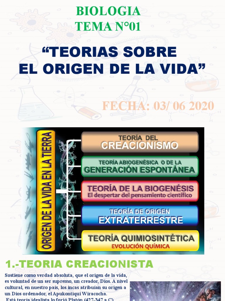 Teorías del Origen de la Vida | PDF | Naturaleza | Biología