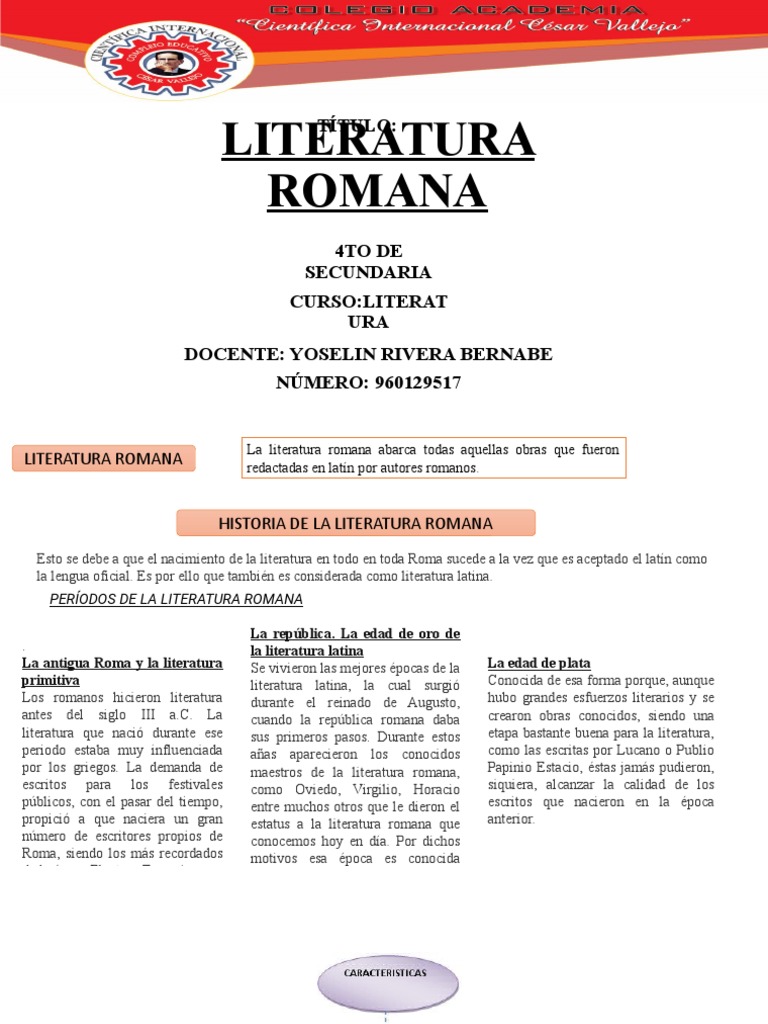 Historia y géneros de la literatura romana | PDF | Roma antigua ...