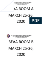 Beaa Room A MARCH 25-26, 2020: St. Peter Velle Technical Training Center Inc. No